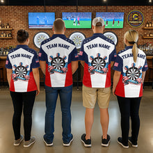 Load image into Gallery viewer, Custom American Flag Dart Shirt for Men Patriotic Dart Team Jersey Dartboard Polo &amp; Quarter-Zip DHT15