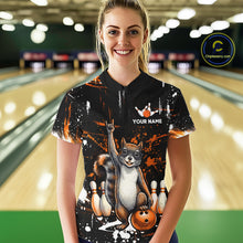 Load image into Gallery viewer, Custom Orange Funny Squirrel Bowling Shirt for Women Bowling Team League Polo &amp; Quarter-Zip QZT982
