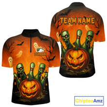 Load image into Gallery viewer, Custom Orange Bowling Team Shirt for Men Funny Bowling Jersey Halloween QZT774