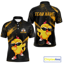 Load image into Gallery viewer, Funny Yellow Chicken Bowling Shirt Custom Polo &amp; 1/4-Zip Bowling League Jersey for Men QZT856