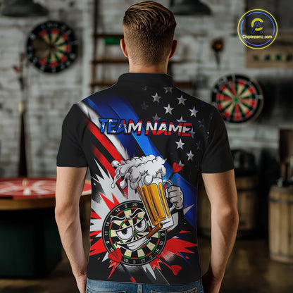 Custom American Flag Funny Beer Dart Shirt for Men Dart Team Jersey Dartboard Outfit DHT53