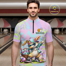 Load image into Gallery viewer, Custom Funny Bunny Bowling Team Shirt for Men Easter Bowling League Jersey Polo &amp; 1/4-Zip QZT938