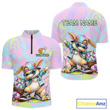 Load image into Gallery viewer, Custom Funny Bunny Bowling Team Shirt for Men Easter Bowling League Jersey Polo &amp; 1/4-Zip QZT938