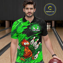 Load image into Gallery viewer, Custom Green Chicken Bowling Team Jersey Funny Bowling Shirt for Men Polo &amp; Quarter-Zip QZT1139