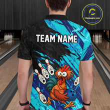 Load image into Gallery viewer, Custom Cyan Chicken Bowling Team Jersey Funny Bowling Shirt for Men Polo &amp; Quarter-Zip QZT1139