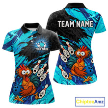 Load image into Gallery viewer, Custom Cyan Chicken Bowling Team Jersey Funny Bowling Shirt for Women Polo &amp; Quarter-Zip QZT1139