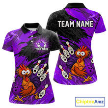 Load image into Gallery viewer, Custom Purple Chicken Bowling Team Jersey Funny Bowling Shirt for Women Polo &amp; Quarter-Zip QZT1139
