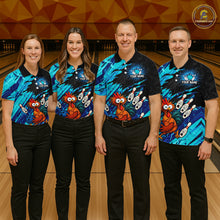 Load image into Gallery viewer, Custom Cyan Chicken Bowling Team Jersey Funny Bowling Shirt for Men Polo &amp; Quarter-Zip QZT1139