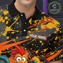 Load image into Gallery viewer, Custom Orange Chicken Bowling Team Shirt Funny Bowling Jersey for Men Polo &amp; Quarter-Zip QZT1140