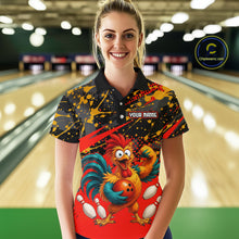 Load image into Gallery viewer, Custom Red Chicken Bowling Team Shirt Funny Bowling Jersey for Women Polo &amp; Quarter-Zip QZT1140