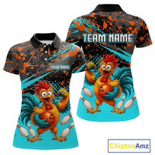 Load image into Gallery viewer, Custom Turquoise Chicken Bowling Team Shirt Funny Bowling Jersey for Women Polo &amp; Quarter-Zip QZT1140
