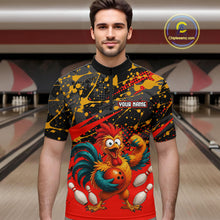 Load image into Gallery viewer, Custom Red Chicken Bowling Team Shirt Funny Bowling Jersey for Men Polo &amp; Quarter-Zip QZT1140