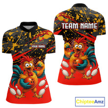 Load image into Gallery viewer, Custom Red Chicken Bowling Team Shirt Funny Bowling Jersey for Women Polo &amp; Quarter-Zip QZT1140