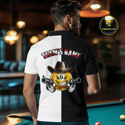 Custom American Flag Funny 8 Ball Pool Billiard Shirts for Men Billiard League Jersey Polo & 1/4 Zip BHT1