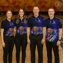 Load image into Gallery viewer, Neon Funny Dachshund Bowling Shirt Custom Bowling Team Jersey for Women Polo &amp; Quarter-Zip Bowling Outfit QZT940