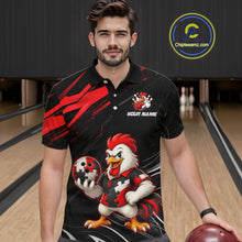Load image into Gallery viewer, Custom Red Funny Autism Chicken Bowling Shirt for Men Bowling League Jersey Polo &amp; Quarter-Zip QZT1018