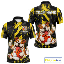 Load image into Gallery viewer, Custom Black and Yellow Dog Bowling Team Jersey Funny Bowling Shirt for Men Polo &amp; 1/4 Zip Bowling Outfit QZT1144