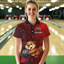 Load image into Gallery viewer, Funny Beaver Bowling Shirt for Women Custom Bowling Team Jersey Polo &amp; Quarter-Zip Bowling Performance QZT985