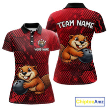 Load image into Gallery viewer, Funny Beaver Bowling Shirt for Women Custom Bowling Team Jersey Polo &amp; Quarter-Zip Bowling Performance QZT985