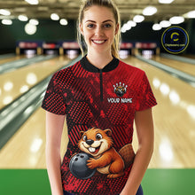Load image into Gallery viewer, Funny Beaver Bowling Shirt for Women Custom Bowling Team Jersey Polo &amp; Quarter-Zip Bowling Performance QZT985