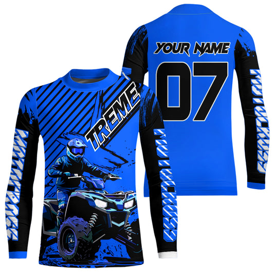 Blue ATV Racing Jersey Upf30+ Custom Motocross Jersey Men Women Extreme Riding Shirt for Kids MHT200