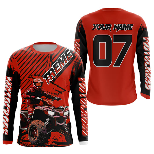 Red ATV Racing Jersey Upf30+ Custom Motocross Jersey Men Women Extreme Riding Shirt for Kids MHT200