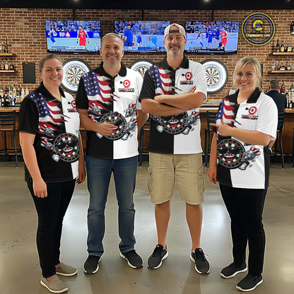 Custom Funny Dartboard Shirt for Men American Dart Shirt for Team Polo & 1/4-Zip Dart League DHT5