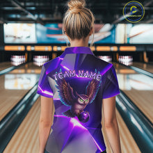 Load image into Gallery viewer, Personalized Purple Neon Owl Bowling Shirt for Women Bowling Jersey Gift for Bowler Polo &amp; 1/4-Zip QZT904