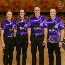 Load image into Gallery viewer, Personalized Purple Neon Owl Bowling Shirt for Women Bowling Jersey Gift for Bowler Polo &amp; 1/4-Zip QZT904