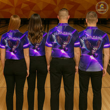 Load image into Gallery viewer, Personalized Purple Neon Owl Bowling Shirt for Women Bowling Jersey Gift for Bowler Polo &amp; 1/4-Zip QZT904