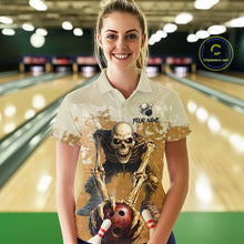 Load image into Gallery viewer, Custom Skeleton Bowling Team Shirt for Women Bowling Jersey Bowling Outfit Polo &amp; Quarter-Zip QZT987