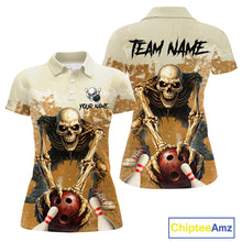 Load image into Gallery viewer, Custom Skeleton Bowling Team Shirt for Women Bowling Jersey Bowling Outfit Polo &amp; Quarter-Zip QZT987
