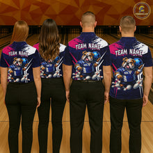 Load image into Gallery viewer, Personalized Funny Bulldog Bowling League Shirt Polo &amp; 1/4 Zip Navy Bowling Jersey for Men QZT910
