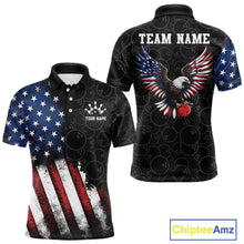 Load image into Gallery viewer, Polo shirt with American flag design and eagle graphic on a white background