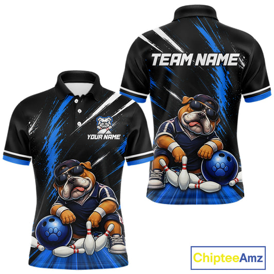 Custom Funny Bulldog Bowling Shirt Bowling Team Jersey for Men Bowling Outfit QZT1214
