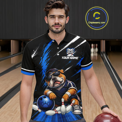 Custom Funny Bulldog Bowling Shirt Bowling Team Jersey for Men Bowling Outfit QZT1214