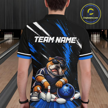 Custom Funny Bulldog Bowling Shirt Bowling Team Jersey for Men Bowling Outfit QZT1214