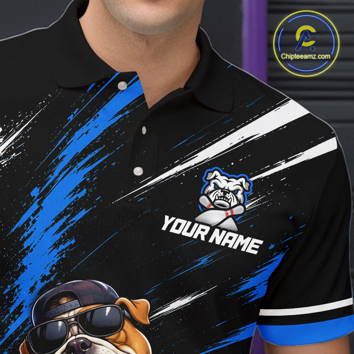 Custom Funny Bulldog Bowling Shirt Bowling Team Jersey for Men Bowling Outfit QZT1214