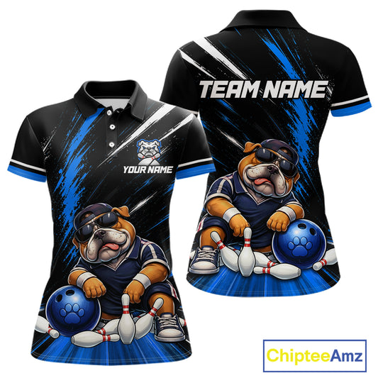 Custom Funny Bulldog Bowling Shirt Bowling Team Jersey for Women Bowling Outfit QZT1214