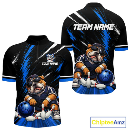 Custom Funny Bulldog Bowling Shirt Bowling Team Jersey for Men Bowling Outfit QZT1214