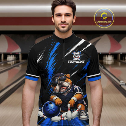 Custom Funny Bulldog Bowling Shirt Bowling Team Jersey for Men Bowling Outfit QZT1214
