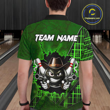 Load image into Gallery viewer, Custom Green Funny Cowboy Gun Bowling Shirt for Men Bowling Team Jersey Bowling Polo &amp; Quarter-Zip QZT915