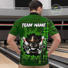 Load image into Gallery viewer, Custom Green Funny Cowboy Gun Bowling Shirt for Men Bowling Team Jersey Bowling Polo &amp; Quarter-Zip QZT915