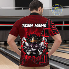 Load image into Gallery viewer, Custom Red Funny Cowboy Gun Bowling Shirt for Men Bowling Team Jersey Bowling Polo &amp; Quarter-Zip QZT915