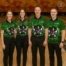 Load image into Gallery viewer, Custom Green Funny Cowboy Gun Bowling Shirt for Women Bowling Team Jersey Bowling Polo &amp; Quarter-Zip  QZT915