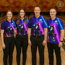 Load image into Gallery viewer, Personalized Neon Funny Cat Bowling Team Shirt for Women Bowling League Jersey Polo &amp; Quarter-Zip Bowling Outfit QZT916
