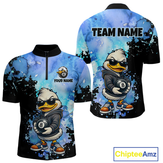 Custom Funny Duck Billiard Shirt for Men 8 Ball Billiard Team Jersey Pool Shirt Unisex BHT21