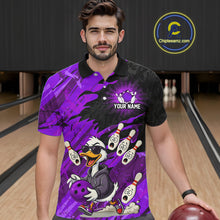 Load image into Gallery viewer, Purple Funny Duck Bowling Shirt for Men Custom Bowling Team Jersey Bowling League Polo &amp; Quarter-Zip QZT944