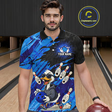 Load image into Gallery viewer, Blue Funny Duck Bowling Shirt for Men Custom Bowling Team Jersey Bowling League Polo &amp; Quarter-Zip QZT944