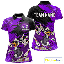 Load image into Gallery viewer, Purple Funny Duck Bowling Shirt for Women Custom Bowling Team Jersey Bowling League Polo &amp; Quarter-Zip QZT944